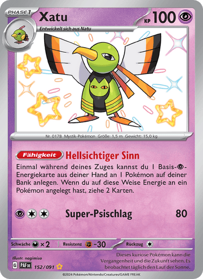 Xatu 152/091 Paldeas Schicksale Pokémon Karte