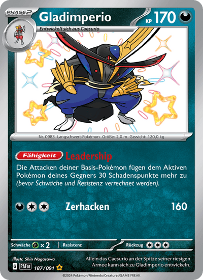 Gladimperio 187/091 Paldeas Schicksale Pokémon Karte