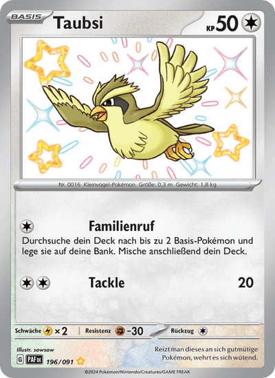 Taubsi 196/091 Paldeas Schicksale Pokémon Karte