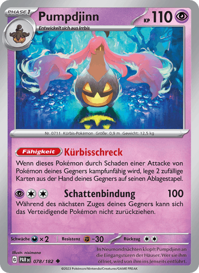 Pumpdjinn 078/182 Paradoxrift Pokémon Karte