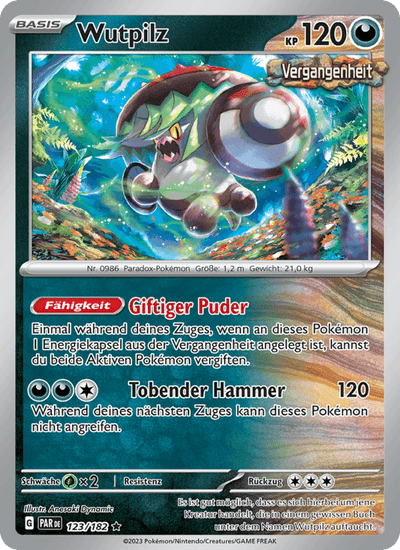 Wutpilz 123/182 Paradoxrift Pokémon Karte