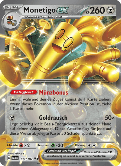 Monetigo-ex 139/182 Paradoxrift Pokémon Karte