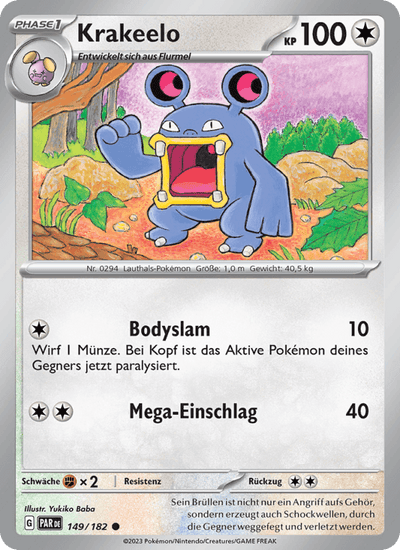 Krakeelo 149/182 Paradoxrift Pokémon Karte