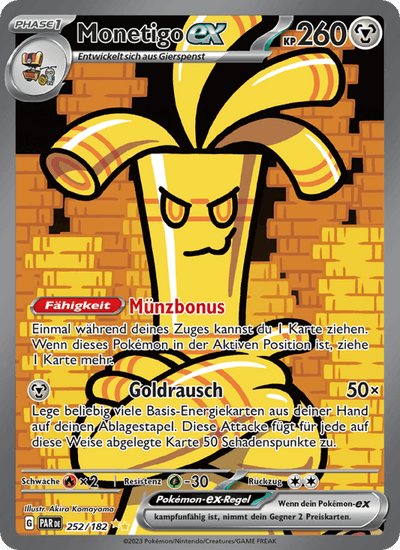 Monetigo-ex 252/182 Paradoxrift Pokémon Karte