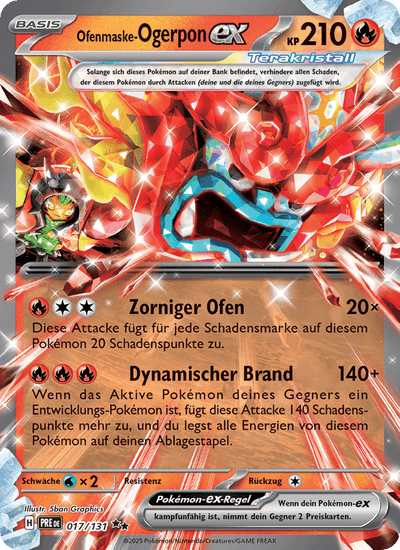 Ofenmaske-Ogerpon-ex 017/131 Prismatische Entwicklungen Pokémon Karte