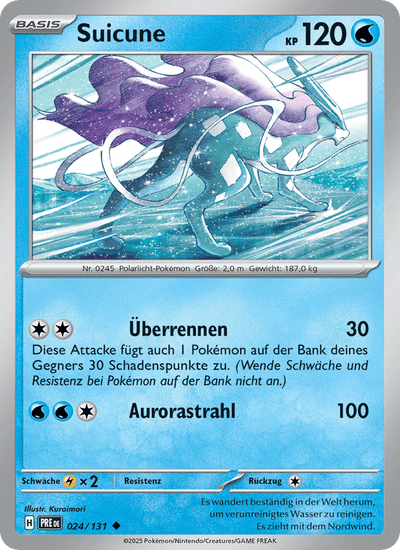 Suicune 024/131 Prismatische Entwicklungen Pokémon Karte