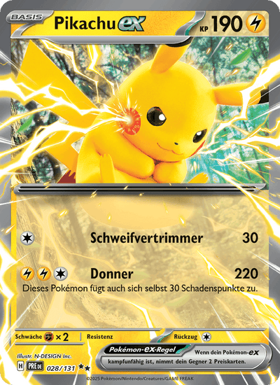 Pikachu-ex 028/131 Prismatische Entwicklungen Pokémon Karte