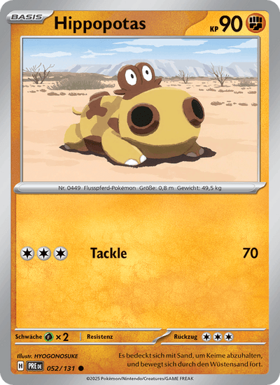 Hippopotas 052/131 Prismatische Entwicklungen Pokémon Karte