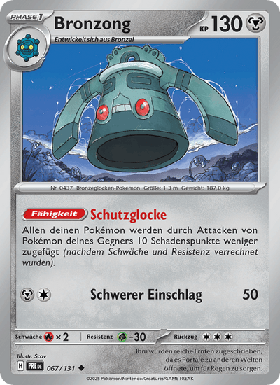 Bronzong 067/131 Prismatische Entwicklungen Pokémon Karte