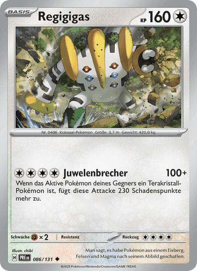 Regigigas 086/131 Prismatische Entwicklungen Pokémon Karte
