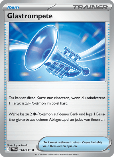 Glastrompete 110/131 Prismatische Entwicklungen Pokémon Karte