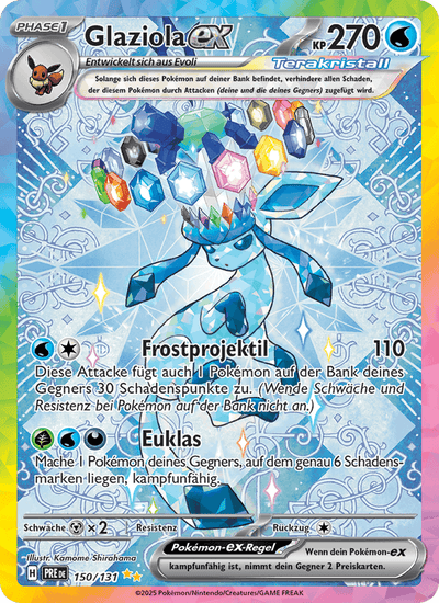 Glaziola-ex 150/131 Prismatische Entwicklungen Pokémon Karte