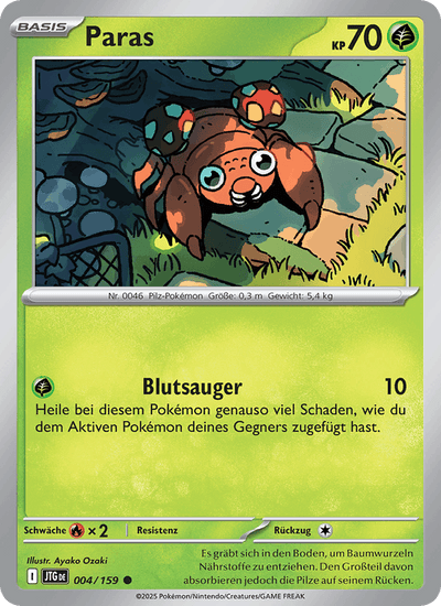 Paras 004/159 Reisegefährten Pokémon Karte