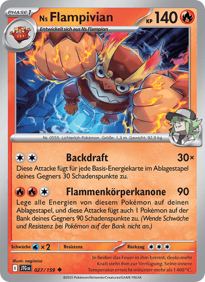 Ns Flampivian 027/159 Reisegefährten Pokémon Karte
