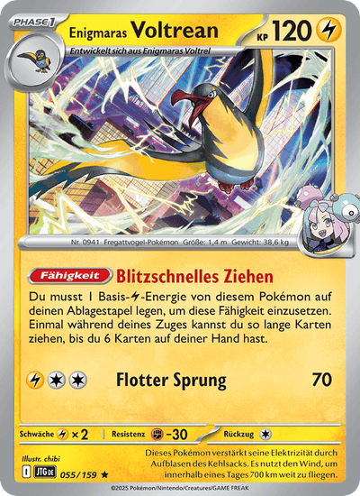 Enigmaras Voltrean 055/159 Reisegefährten Pokémon Karte