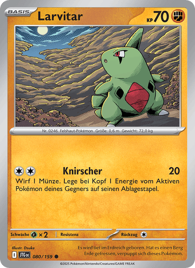 Larvitar 080/159 Reisegefährten Pokémon Karte