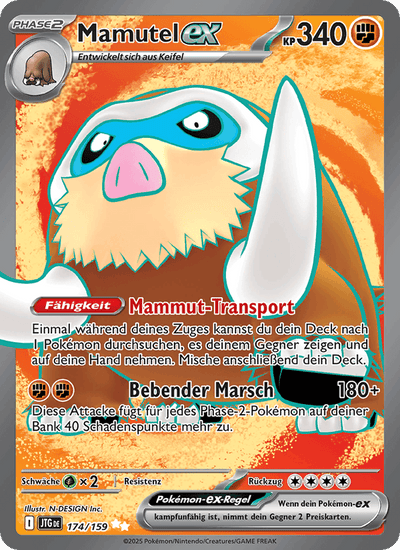 Mamutel-ex 174/159 Reisegefährten Pokémon Karte