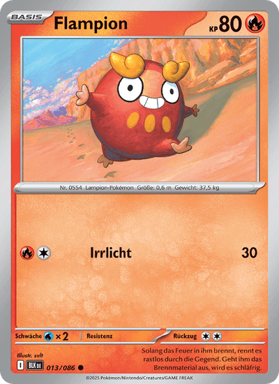 Flampion 013/086 Schwarze Blitze Pokémon Karte