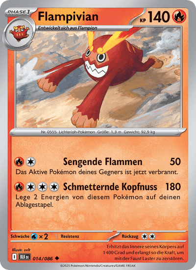 Flampivian 014/086 Schwarze Blitze Pokémon Karte