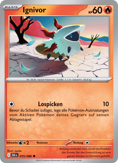 Ignivor 015/086 Schwarze Blitze Pokémon Karte
