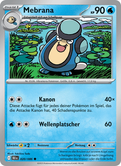 Mebrana 020/086 Schwarze Blitze Pokémon Karte