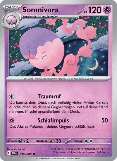 Somnivora 036/086 Schwarze Blitze Pokémon Karte