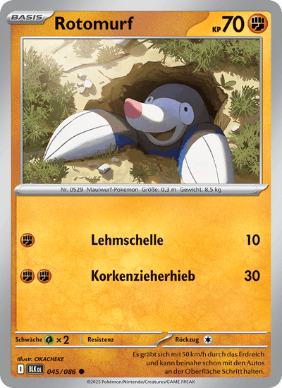Rotomurf 045/086 Schwarze Blitze Pokémon Karte