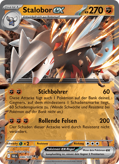 Stalobor-ex 046/086 Schwarze Blitze Pokémon Karte