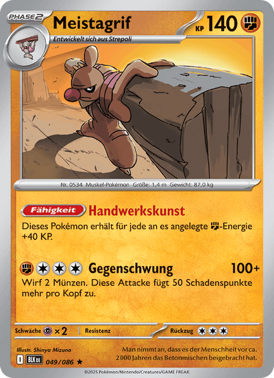 Meistagrif 049/086 Schwarze Blitze Pokémon Karte
