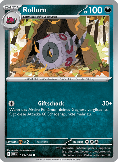 Rollum 055/086 Schwarze Blitze Pokémon Karte