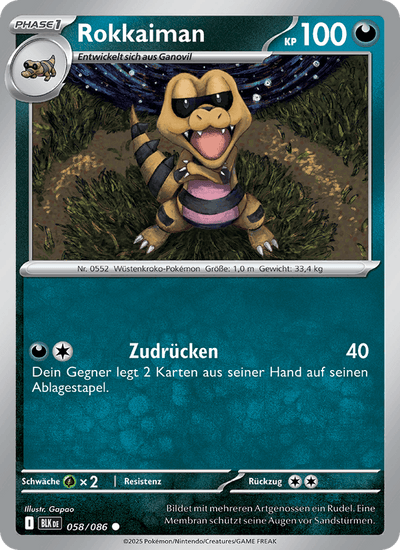 Rokkaiman 058/086 Schwarze Blitze Pokémon Karte