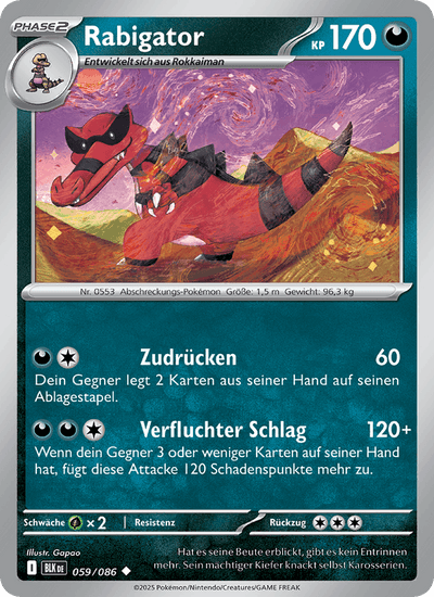 Rabigator 059/086 Schwarze Blitze Pokémon Karte