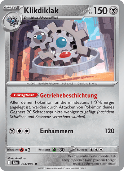 Klikdiklak 063/086 Schwarze Blitze Pokémon Karte