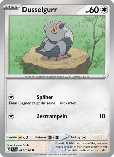 Dusselgurr 071/086 Schwarze Blitze Pokémon Karte