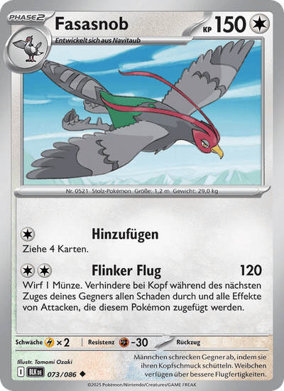 Fasasnob 073/086 Schwarze Blitze Pokémon Karte