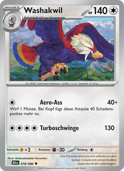Washakwil 078/086 Schwarze Blitze Pokémon Karte