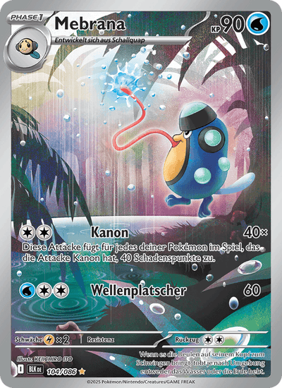 Mebrana 104/086 Schwarze Blitze Pokémon Karte
