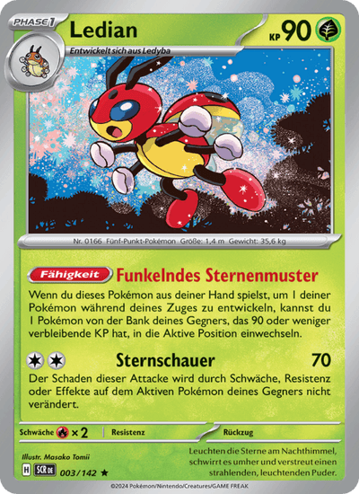 Ledian 003/142 Stellarkrone Pokémon Karte