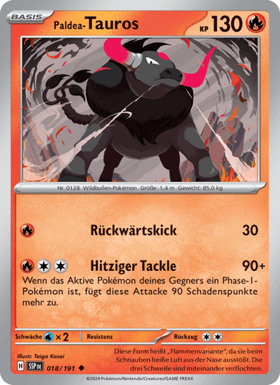 Paldea-Tauros 018/191 Stürmische Funken Pokémon Karte