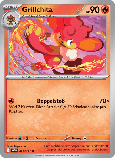Grillchita 023/191 Stürmische Funken Pokémon Karte