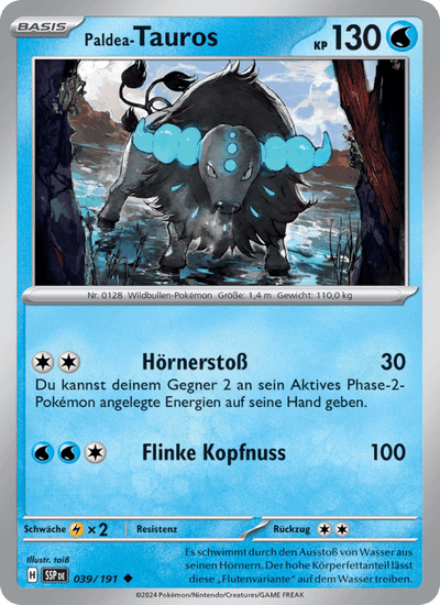 Paldea-Tauros 039/191 Stürmische Funken Pokémon Karte