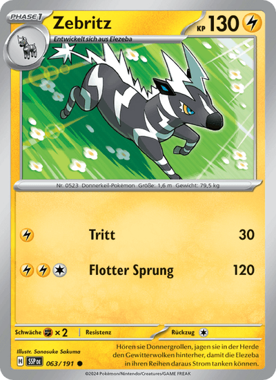 Zebritz 063/191 Stürmische Funken Pokémon Karte