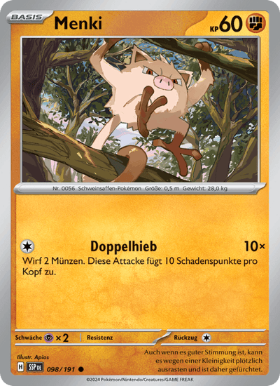 Menki 098/191 Stürmische Funken Pokémon Karte
