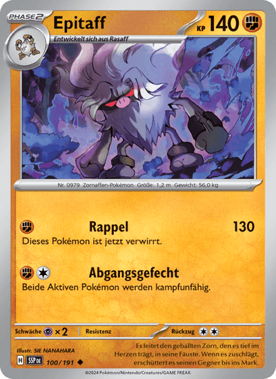 Epitaff 100/191 Stürmische Funken Pokémon Karte