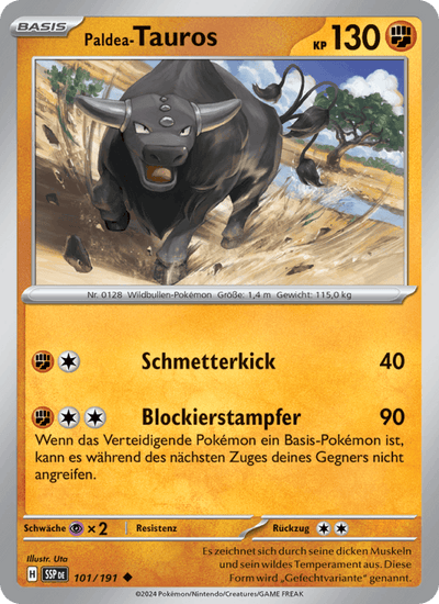 Paldea-Tauros 101/191 Stürmische Funken Pokémon Karte