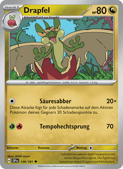 Drapfel 139/191 Stürmische Funken Pokémon Karte