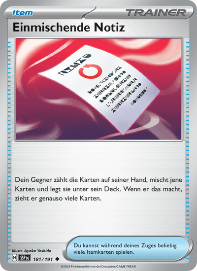 Einmischende Notiz 181/191 Stürmische Funken Pokémon Karte