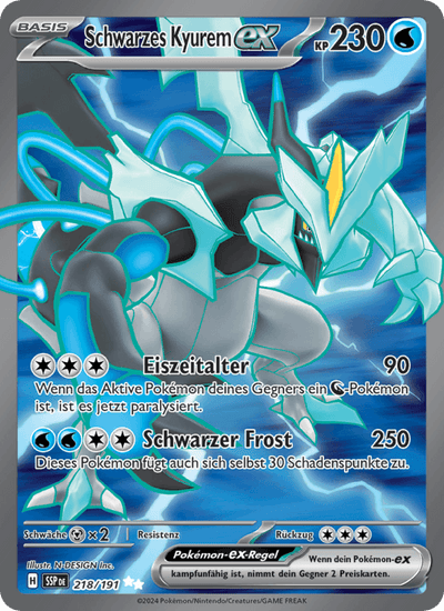 Schwarzes Kyurem-ex 218/191 Stürmische Funken Pokémon Karte
