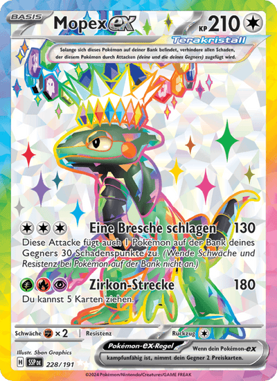 Mopex-ex 228/191 Stürmische Funken Pokémon Karte