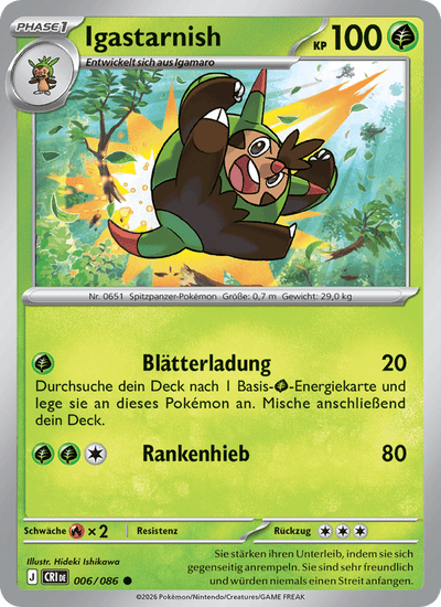 Igastarnish 006/086 Wachsendes Chaos Pokémon Karte